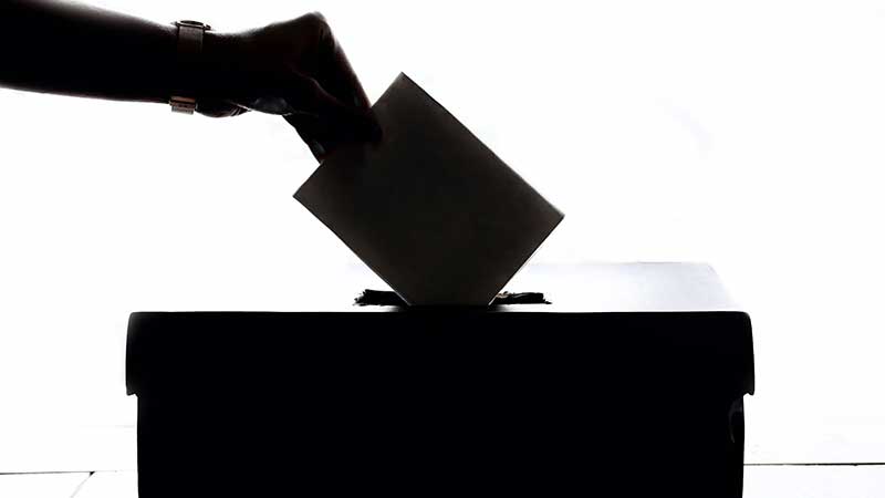 Placing ballot in ballot box