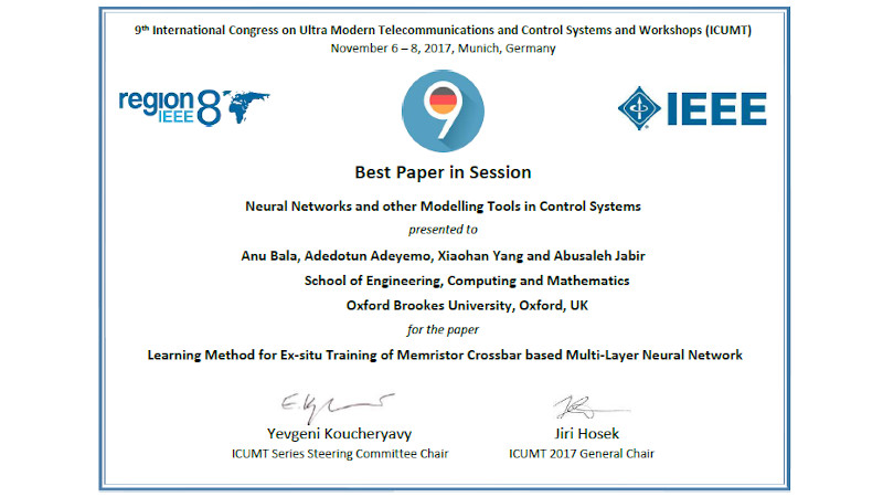 Best Research Paper Award certificate