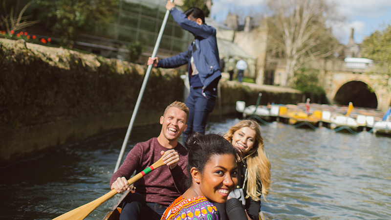 Group of students punting