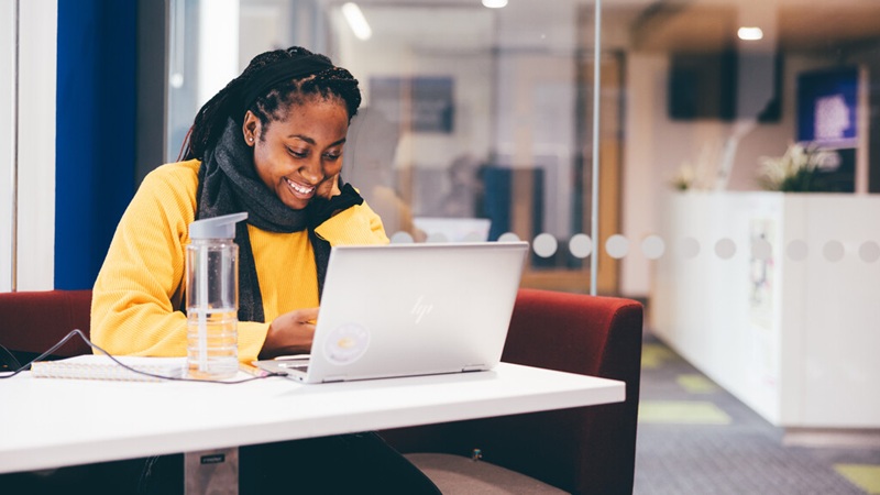 Student studying digital marketing on their laptop