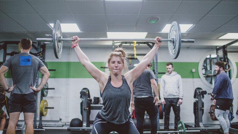Female athlete weightlifting