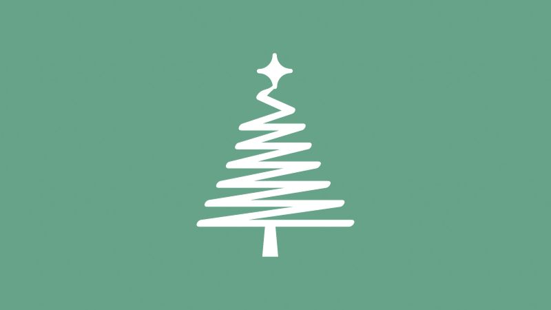 Christmas tree graphic over green background