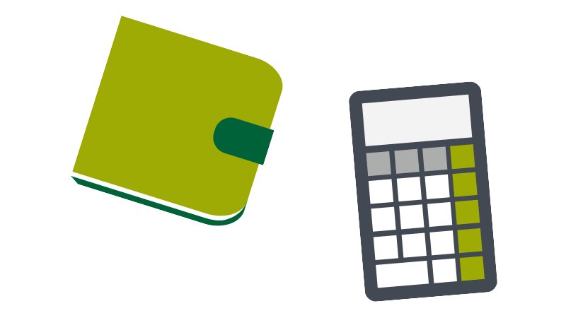 wallet and calculator icons