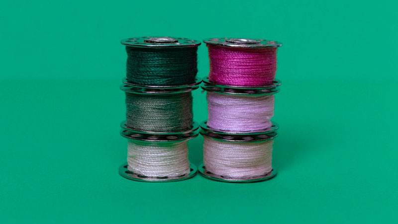 Coloured cotten reels