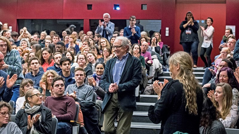 Ken Loach speaking at Oxford Brookes
