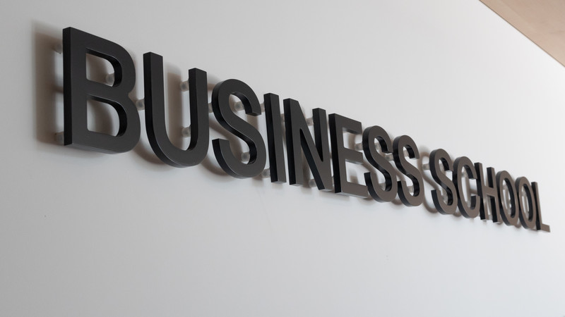 Business school sign