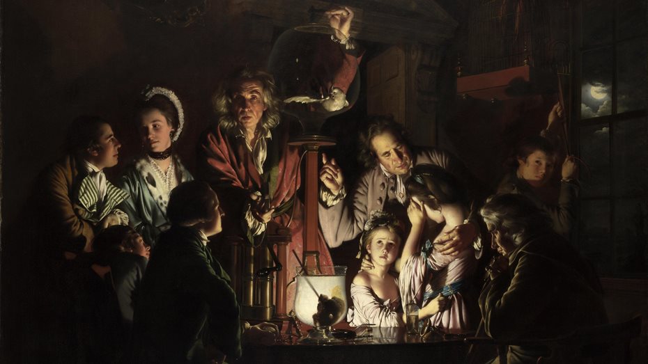 "An Experiment On A Bird In The Air Pump [1768]" by Joseph Wright of Derby (cropped)