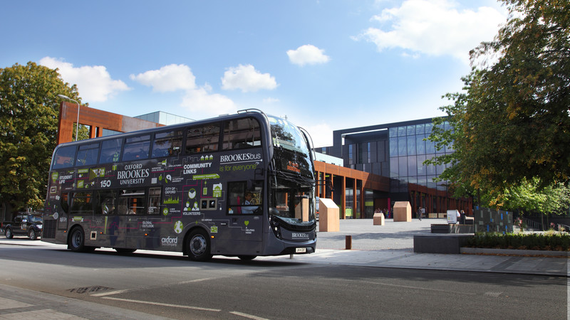 Image of the BROOKESbus outside Headington Campus