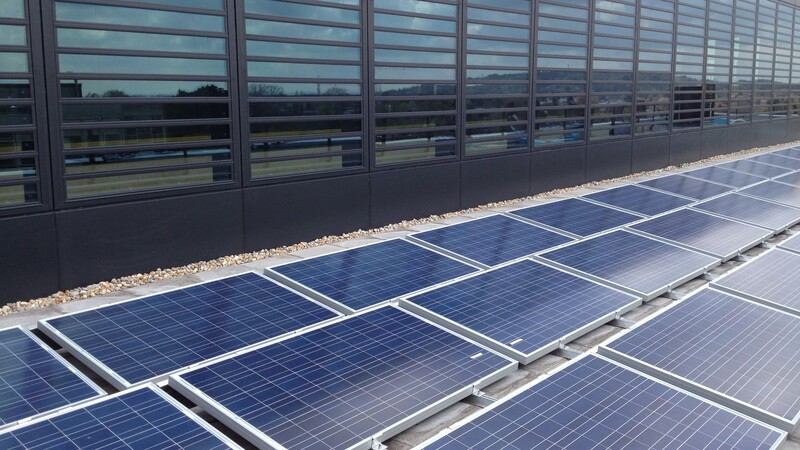 Solar panels on office roof