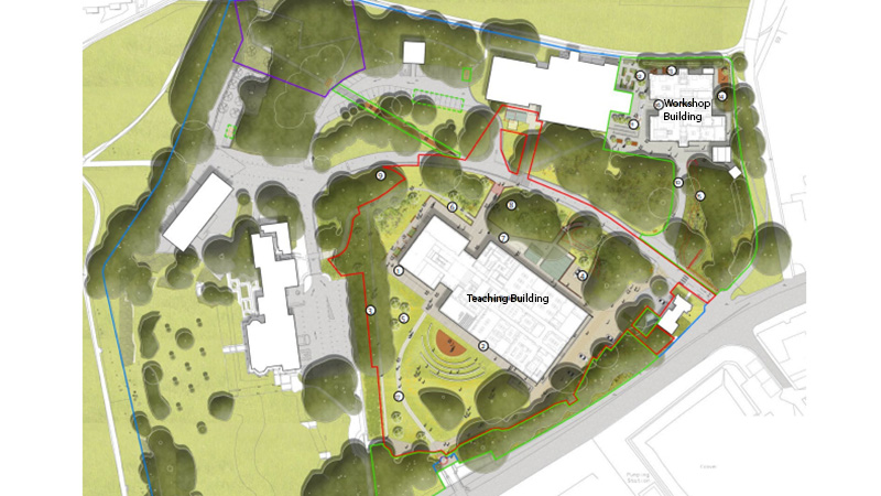 Location of new buildings for the Headington Hill site.