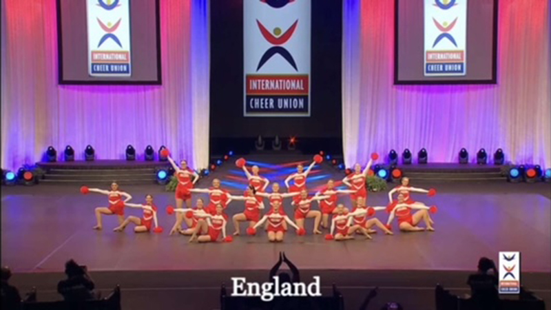 Cheerleaders performing at the Worlds