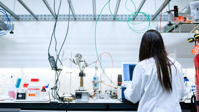 female scientist working in a lab