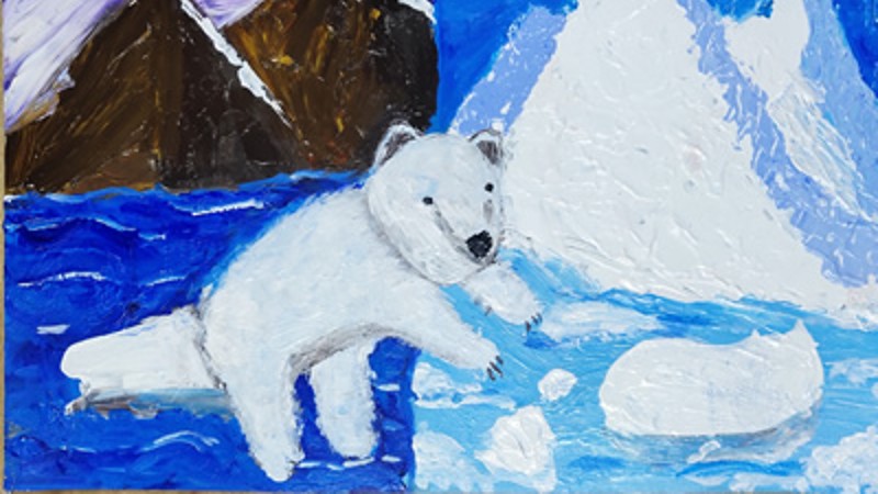 A polar bear looking for home