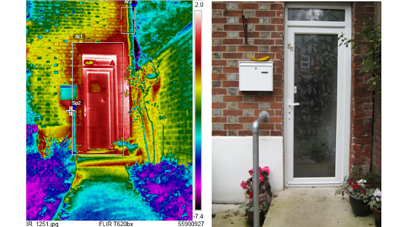Front door with and without thermal imaging