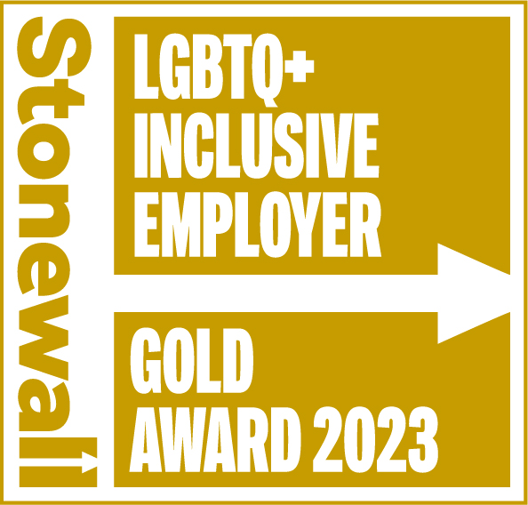 Stonewall LGBTQ+ Inclusive Employer Gold Award 2023 logo