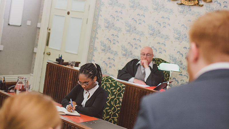 A judge sitting in court