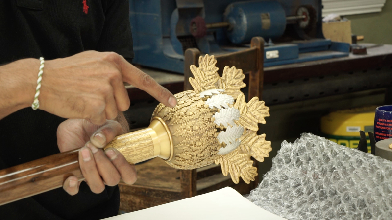 The process of the mace being built