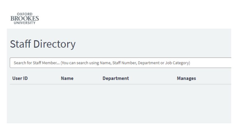 Screenshot of new Staff Directory on Service Now