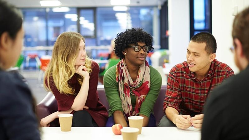 Students discussing subject