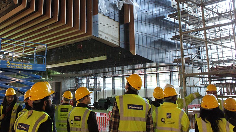 Oxford Brookes University Building Surveying, BSc Hons degree course students on a construction site