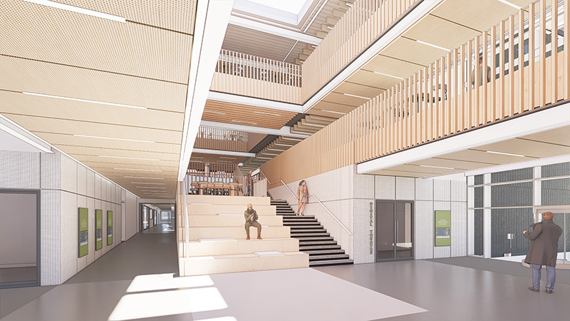 Alternative interior 3D image of the new teaching building for the Headington hill site.
