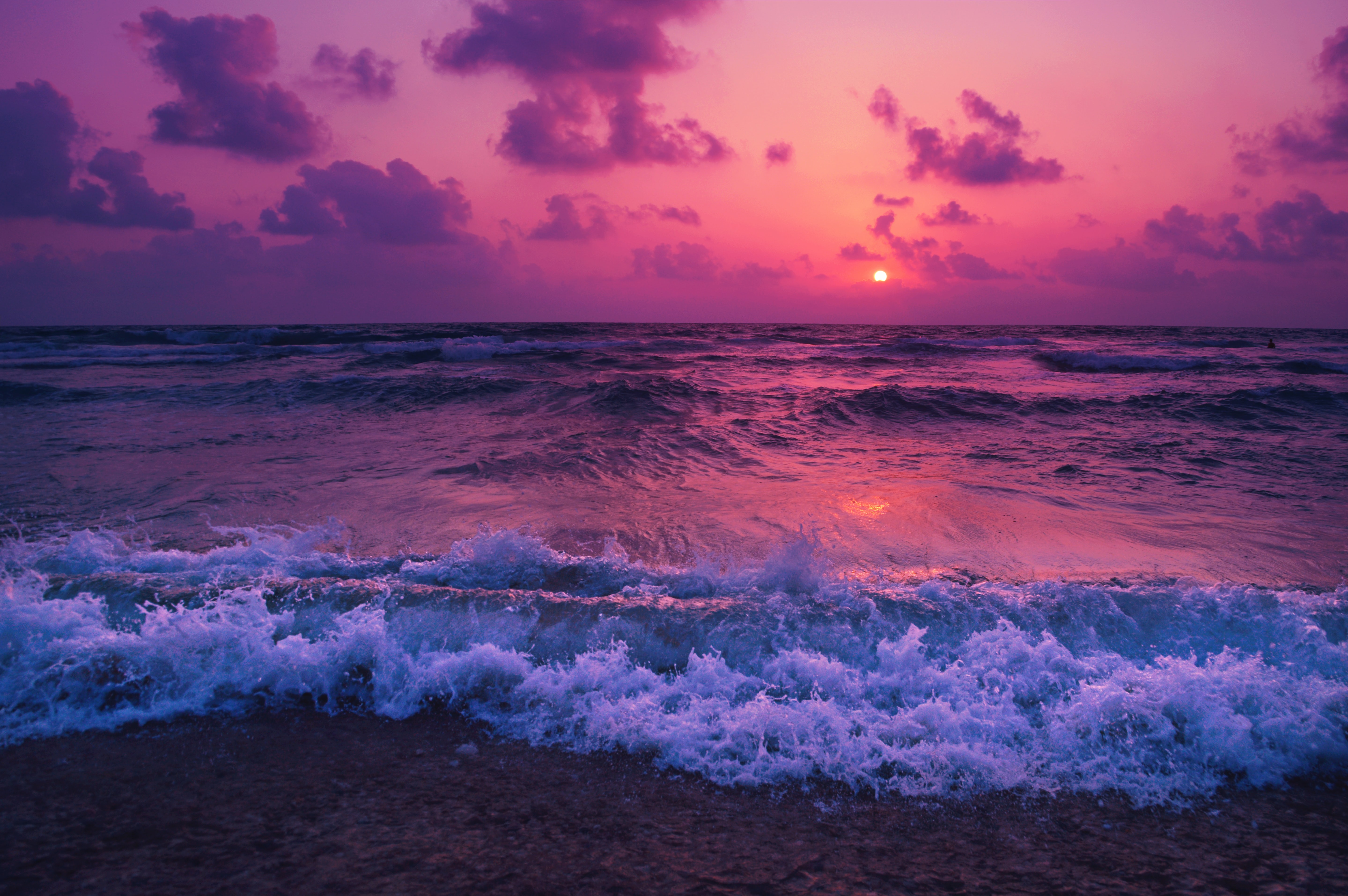Seaside picture under a purple sky